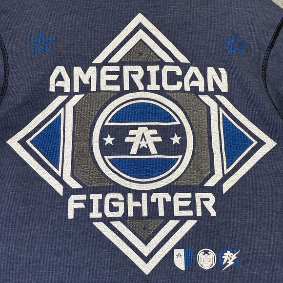 American Fighter Long Sleeve Graphic Thermal Shirt Blue Mens Large - Picture 8 of 8